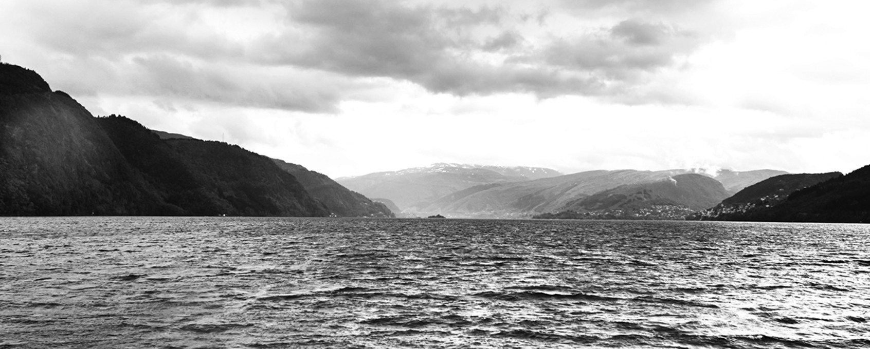 Fjord and mountains near Osterøy in Norway