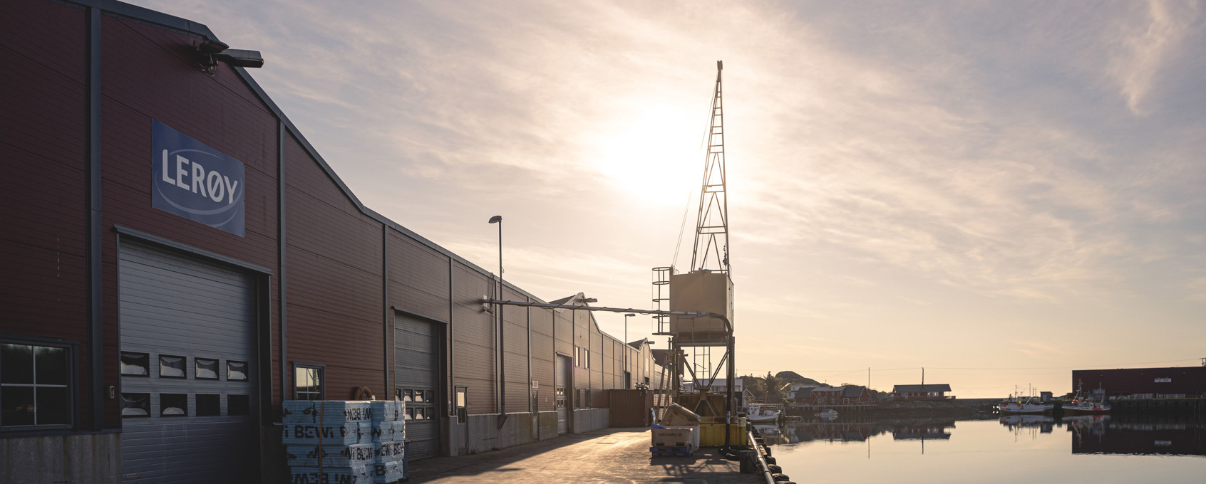 The docks outside of the Lerøy factory in Stamsund