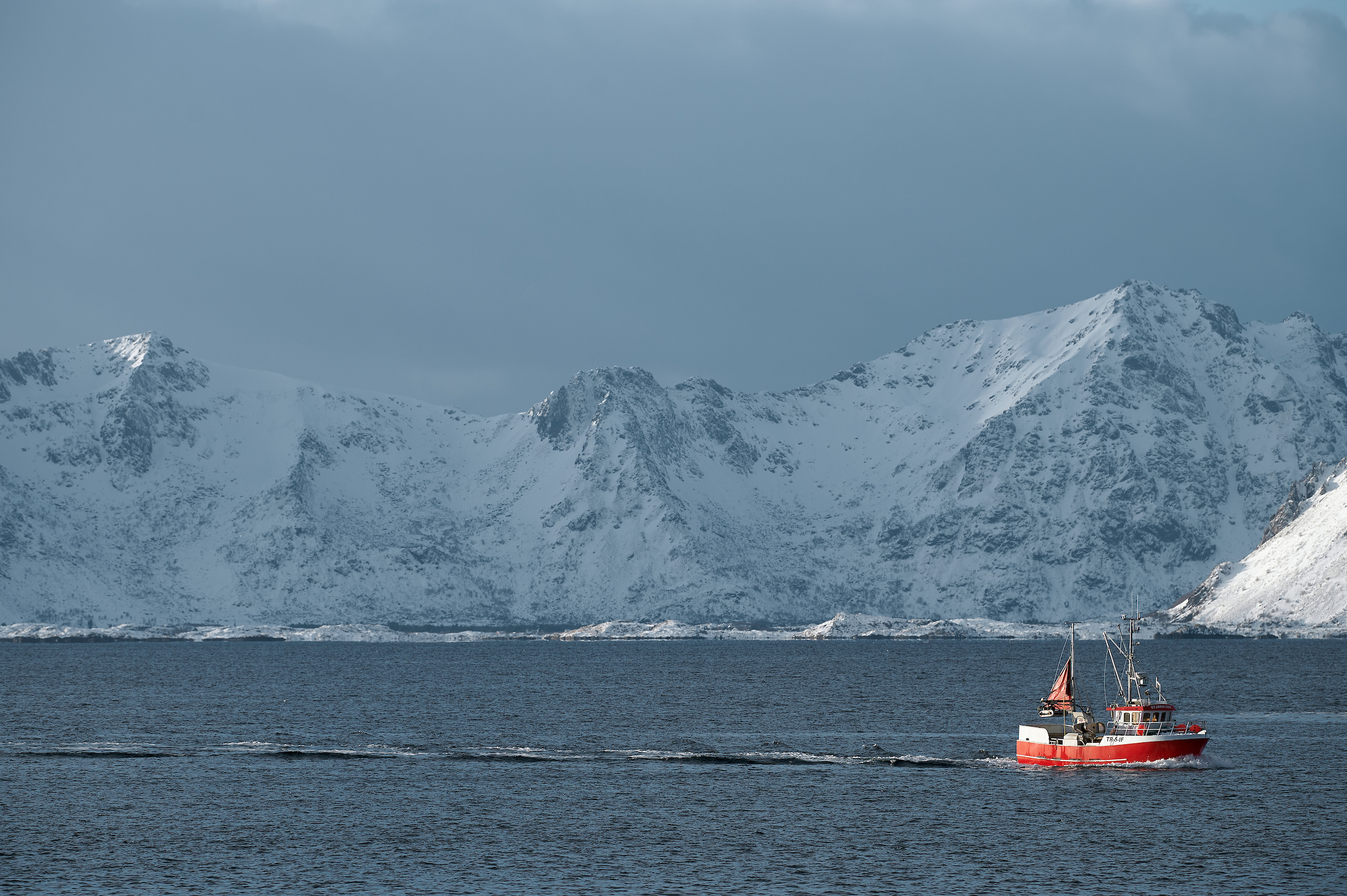 Pointy mountain with clouds in Northern Norway