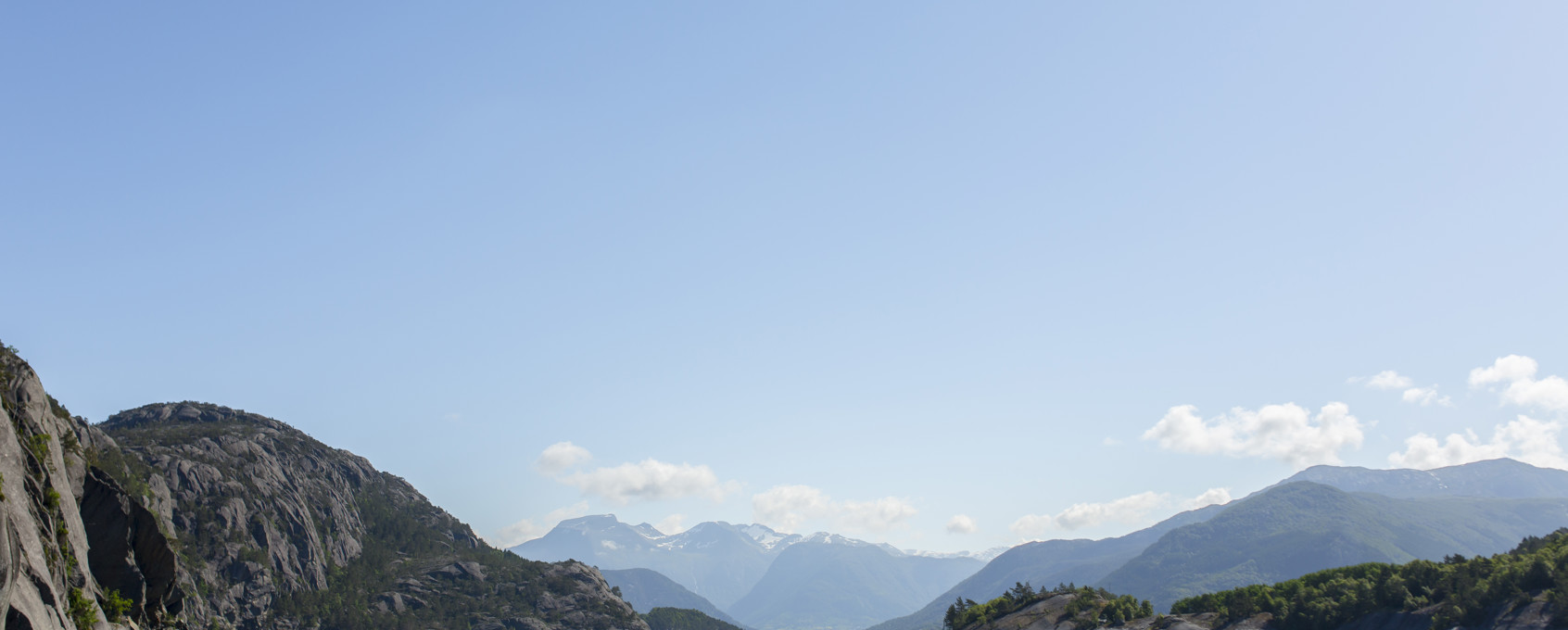 Fjord and mountains in the sun