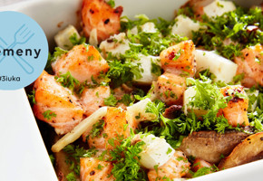 Laks i form med sjampinjong