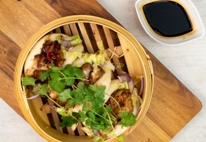 Steam buns med torsk og teriyakisaus